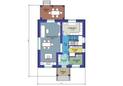 План первого этажа двухэтажного дома проекта 139-01