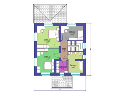 План второго этажа двухэтажного дома проекта 139-01