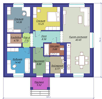 План этажа дома проекта 140-01