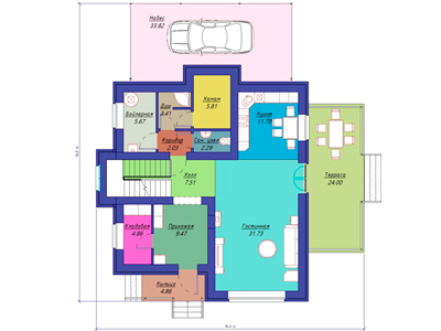 План первого этажа двухэтажного дома проекта 7801