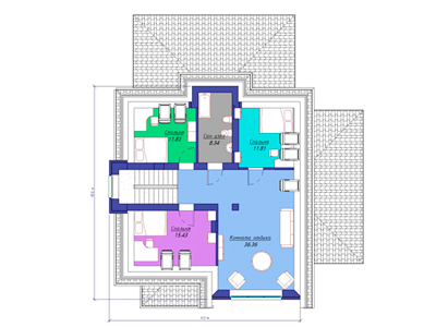 План мансардного этажа двухэтажного дома проекта 780
